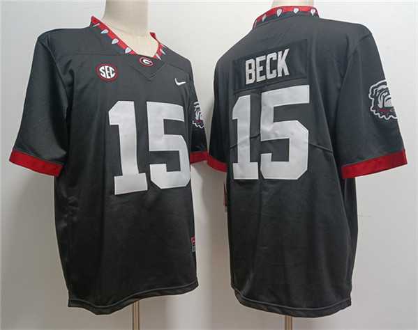 Mens Georgia Bulldogs #15 Carson Beck Black Stitched Jersey